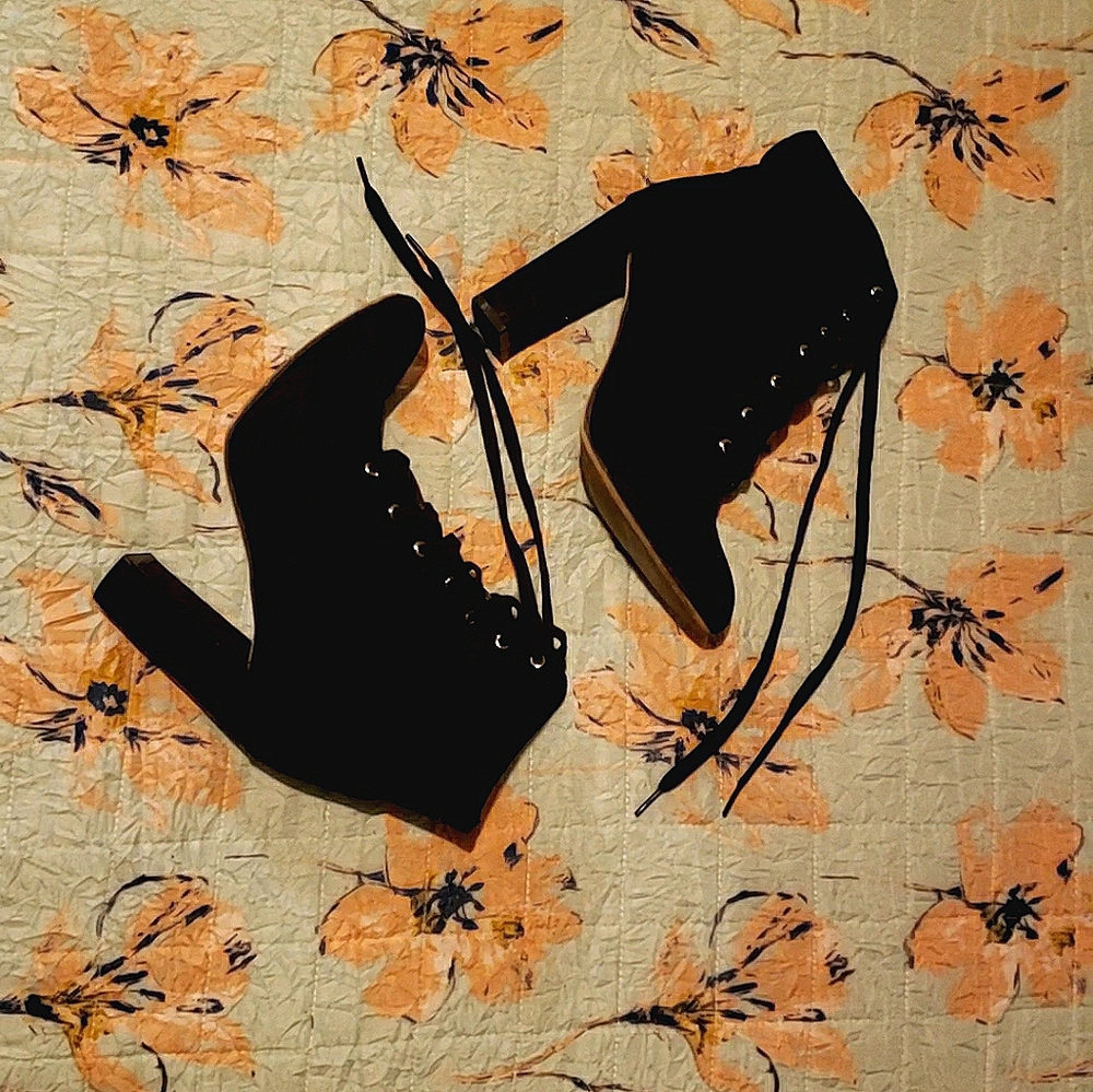 Black over the ankle boots